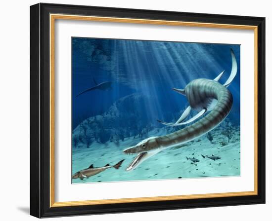 Plesiosaur Attack, Artwork-Roger Harris-Framed Photographic Print