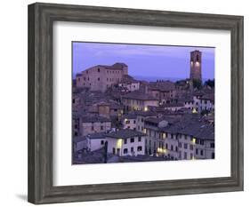 Anghiari at twilight, Vitaleta, Tuscany, Italy-Roland Gerth-Framed Photographic Print