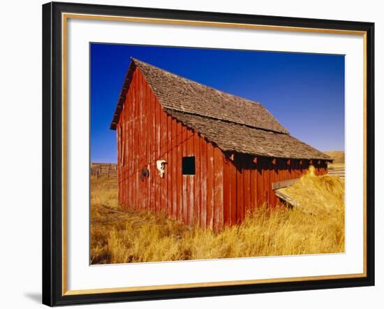 Weathered Old Barn on Ranch-Terry Eggers-Framed Photographic Print