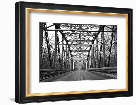 Road through Metal Bridge Tunnel-SNEHITDESIGN-Framed Photographic Print