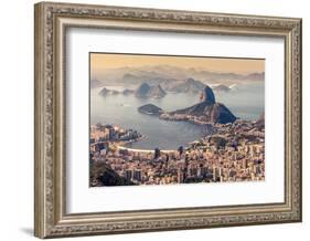 Rio De Janeiro, Brazil. Suggar Loaf and Botafogo Beach Viewed from Corcovado-Curioso Travel Photography-Framed Photographic Print