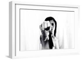 Young Adult Female with Arm Outstretched Like Punch-Torsten Richter-Framed Photographic Print