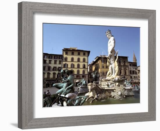 Statue of Neptune, Fonte Del Nettuno in the Piazza Della Signoria, Florence, Italy-Peter Thompson-Framed Photographic Print