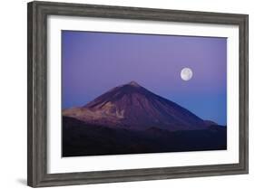 Full Moon over Teide Volcano at Sunrise, Teide Np, Tenerife, Canary Islands, Spain, December 2008-Relanzón-Framed Photographic Print