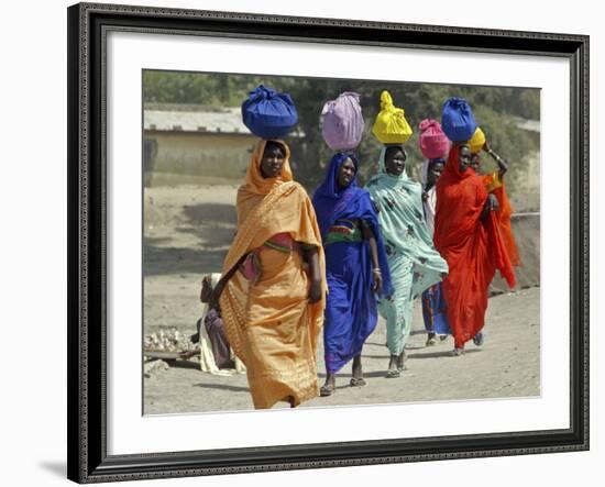 Chadian Refugees Walk Inside a Refugee Camp at the Border Town of Kousseri, Cameroon-null-Framed Photographic Print