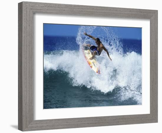 Surfer Riding a Wave-null-Framed Photographic Print