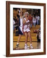High School Girls Basketball Players in Action During a Game-null-Framed Photographic Print