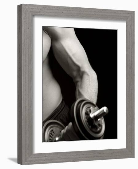 Man Working Out with Hand Wieghts, New York, New York, USA-Chris Trotman-Framed Photographic Print