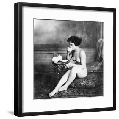 Retro Nudist Gallery - Nude Drinking Tea, 19Th Ct Photographic Print by | Art.com