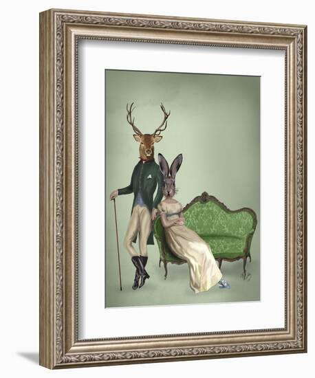 Mr Deer and Mrs Rabbit-Fab Funky-Framed Art Print