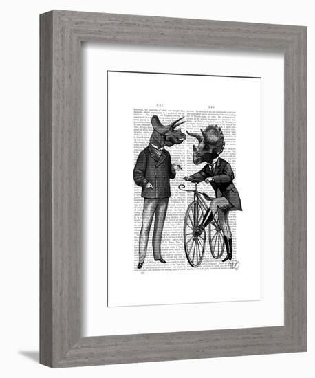 Triceratops Men What Kind of Mileage-Fab Funky-Framed Art Print