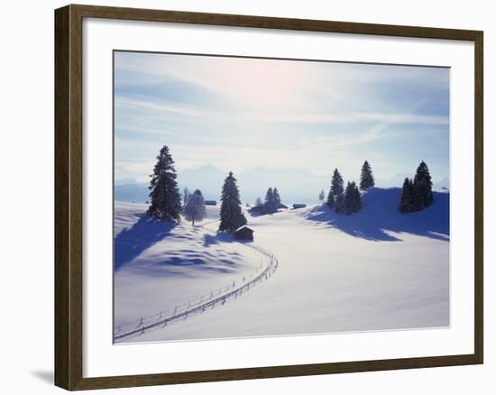 Germany, Bavaria, AllgŠu, Snow Scenery, Back Light, Alps, Mountains, Loneliness, Mountains, Winter-Herbert Kehrer-Framed Photographic Print