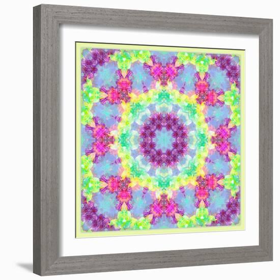 Zinnia with Orchid and Colorful Pop Floral Ornaments, Symmetric Floral Montage, Layer Work-Alaya Gadeh-Framed Photographic Print