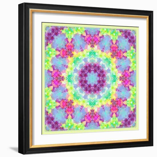 Zinnia with Orchid and Colorful Pop Floral Ornaments, Symmetric Floral Montage, Layer Work-Alaya Gadeh-Framed Photographic Print