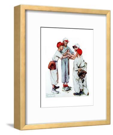 Four Sporting Boys: Baseball Giclee Print by Norman Rockwell | Art.com