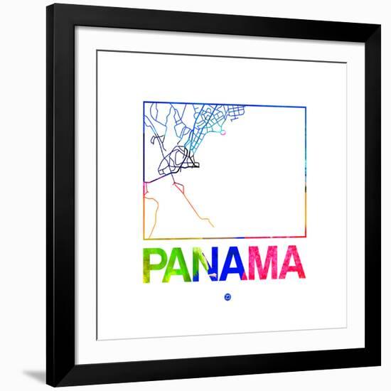 Panama Watercolor Street Map-NaxArt-Framed Art Print