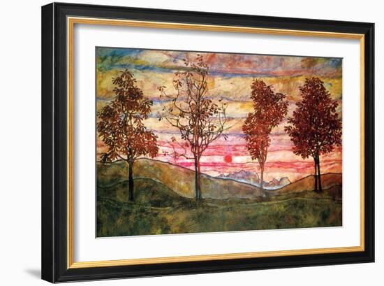 Four Trees-Egon Schiele-Framed Art Print