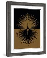 Gold and Black Peacock-null-Framed Art Print