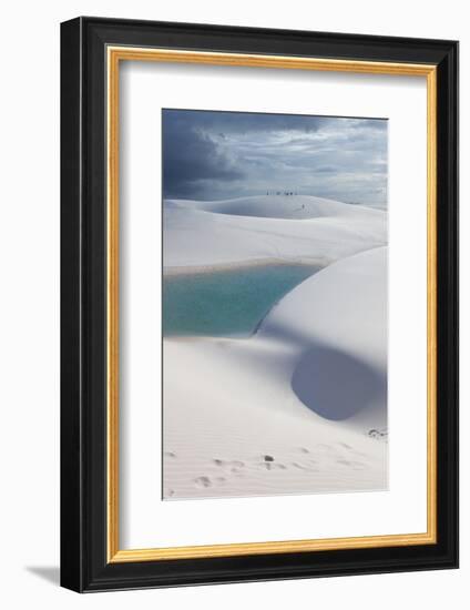 The Lencois Maranhenses Sand Dunes and Lagoons at Sunset in Maranhao State, Brazil-Alex Saberi-Framed Photographic Print