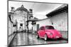 ?Viva Mexico! B&W Collection - Hot Pink VW Beetle Car in San Cristobal de Las Casas-Philippe Hugonnard-Mounted Photographic Print