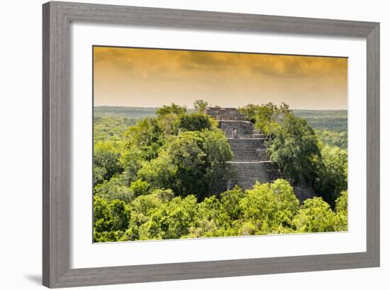 ¡Viva Mexico! Collection - Pyramid in Mayan City at Sunset of Calakmul-Philippe Hugonnard-Framed Photographic Print