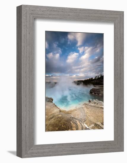 Wyoming, Yellowstone National Park. Clouds and Steam Converging at Excelsior Geyser-Judith Zimmerman-Framed Photographic Print