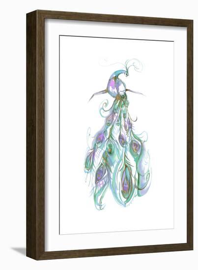 Gilded Peacock Plumes II-Jennifer Goldberger-Framed Art Print