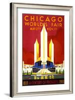"Chicago World's Fair" Vintage Travel Poster, 1933-Piddix-Framed Art Print