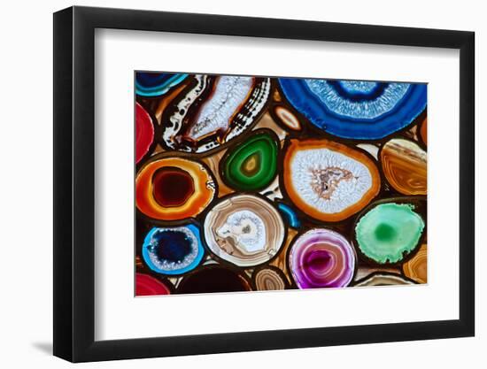 Translucent Mosaic Made with Slices of Agate Stone-Natali Glado-Framed Photographic Print