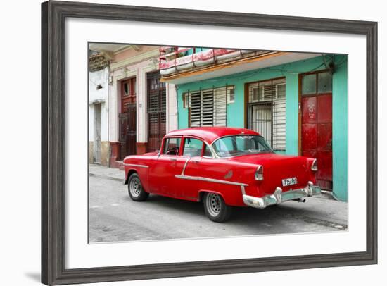 Cuba Fuerte Collection - Old Cuban Red Car-Philippe Hugonnard-Framed Photographic Print