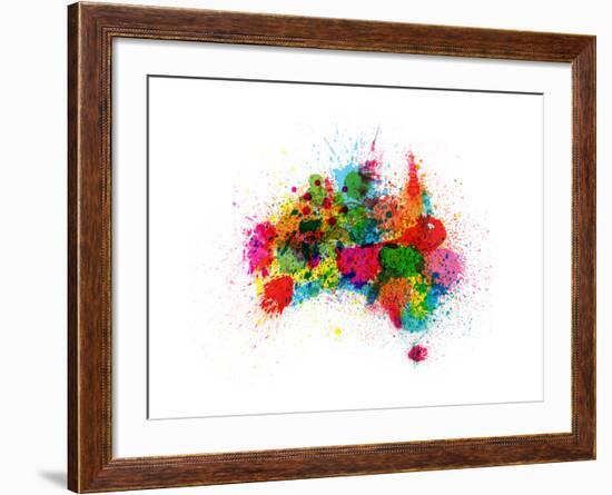 Australia Paint Splashes Map-Michael Tompsett-Framed Art Print