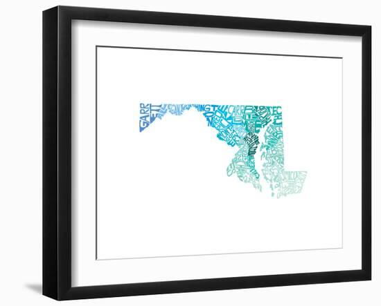 Typographic Maryland Cool-CAPow-Framed Art Print