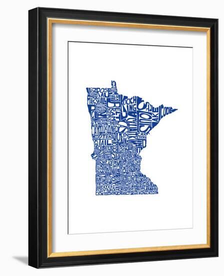 Typographic Minnesota Blue-CAPow-Framed Art Print