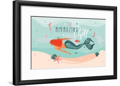 Mermazing Chill Mermaid Illustration Art Print By Helter Skelter Artcom - 