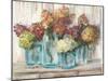 Hydrangeas in Glass Jars White Wood-Carol Rowan-Mounted Art Print