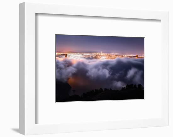 Moon Fog Wave San Francisco Skline at Night Golden Gate Bridge-Vincent James-Framed Photographic Print