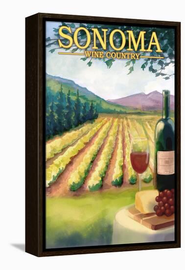 Sonoma County, California Wine Country-Lantern Press-Framed Stretched Canvas