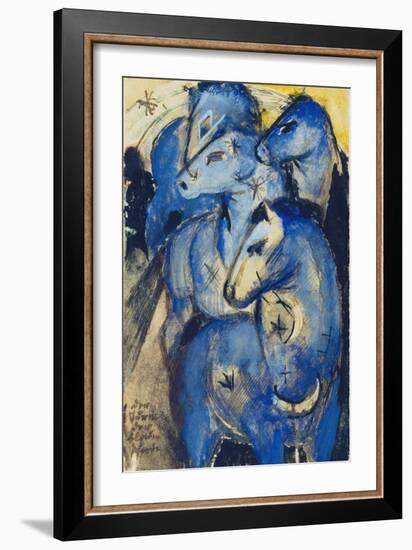 Tower of the Blue Horses, 1913 (Postcard to Else Lasker-Schueler)-Franz Marc-Framed Giclee Print