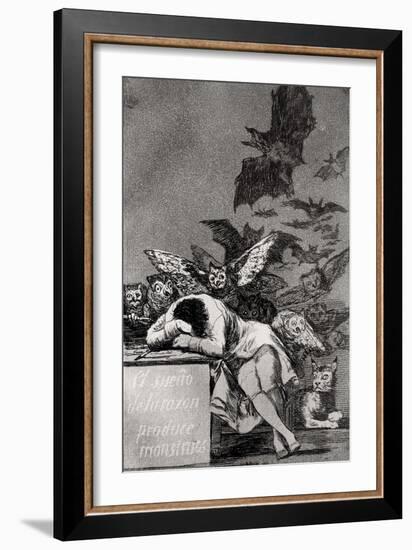 The Sleep of Reason Produces Monsters, from "Los Caprichos"-Francisco de Goya-Framed Giclee Print