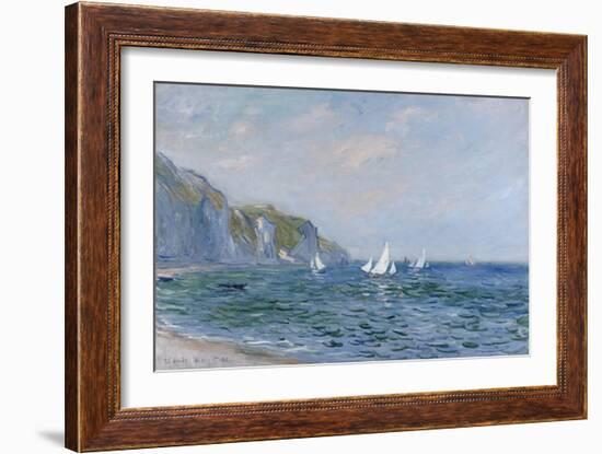 Cliffs and Sailboats at Pourville-Claude Monet-Framed Giclee Print