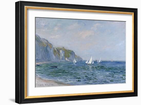 Cliffs and Sailboats at Pourville-Claude Monet-Framed Giclee Print