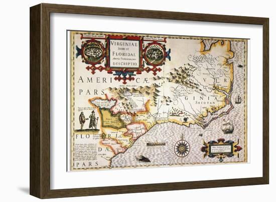 Map: Colonial America,-Jodocus Hondius-Framed Giclee Print