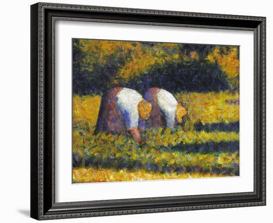 Seurat: Farm Women, C1882-Georges Seurat-Framed Giclee Print