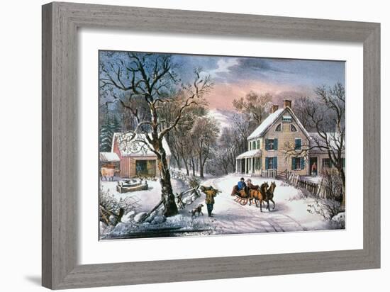 Homestead Winter, 1868-Currier & Ives-Framed Giclee Print