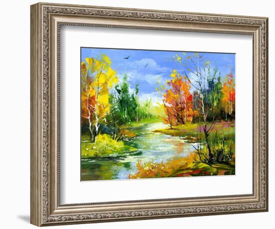 The Autumn Landscape Executed By Oil On A Canvas-balaikin2009-Framed Art Print