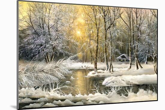 Winter Landscape With The Wood River-balaikin2009-Mounted Art Print