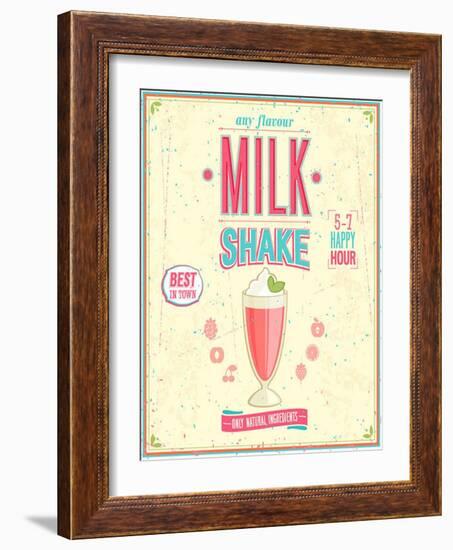 Vintage Milkshake Poster-avean-Framed Art Print