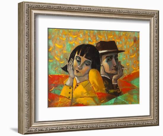 Portrait Lovers, Original Oil Painting on Canvas-Lilun-Framed Art Print