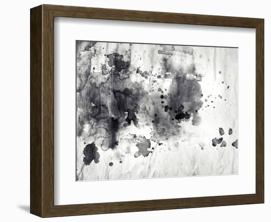 Abstract Black And White Ink Painting On Grunge Paper Texture-run4it-Framed Premium Giclee Print
