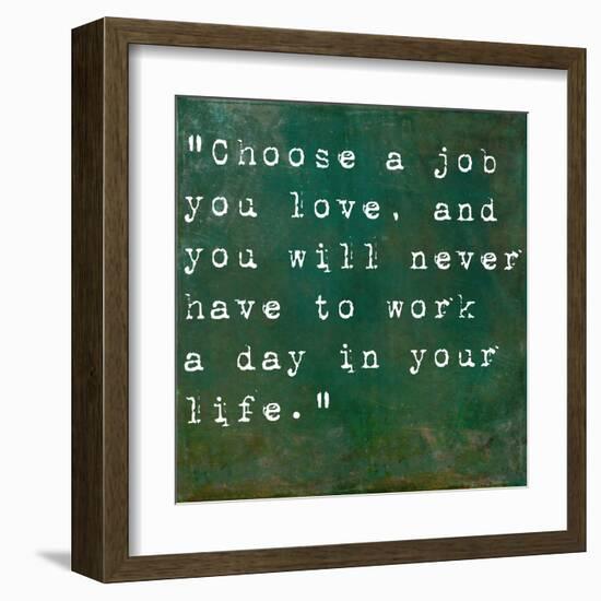 Inspirational Quote By Confucius On Earthy Green Background-nagib-Framed Art Print